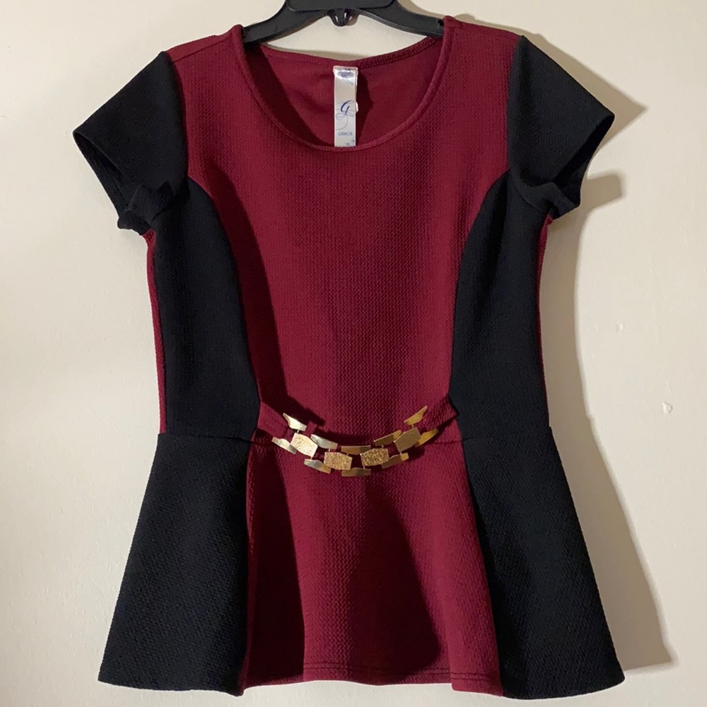 Peplum Black and Red Blouse